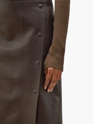 The Row Narai Asymmetric Leather Skirt - Dark Brown