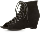 Thumbnail for your product : Charlotte Russe Lace-Up Wedge Sandals