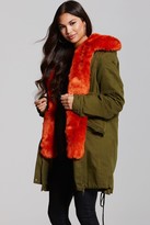 Thumbnail for your product : Little Mistress Khaki and Orange Trench Coat