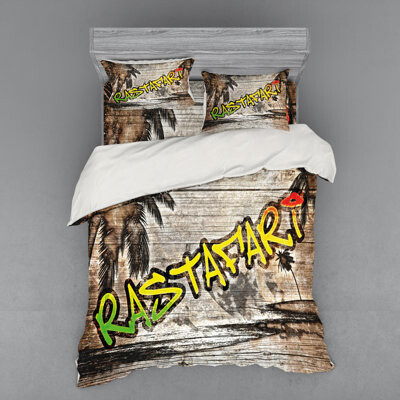 Ambesonne Rasta Brown Microfiber Coastal Duvet Cover Set