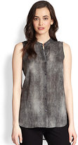 Thumbnail for your product : Eileen Fisher Mandarin-Collar Silk Top
