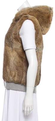 Theory Hooded Fur Vest