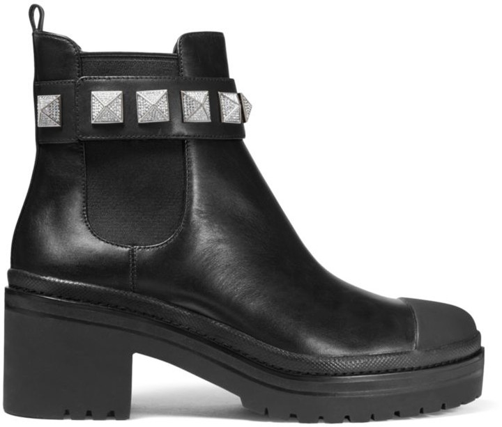 michael michael kors april leather and knit boot