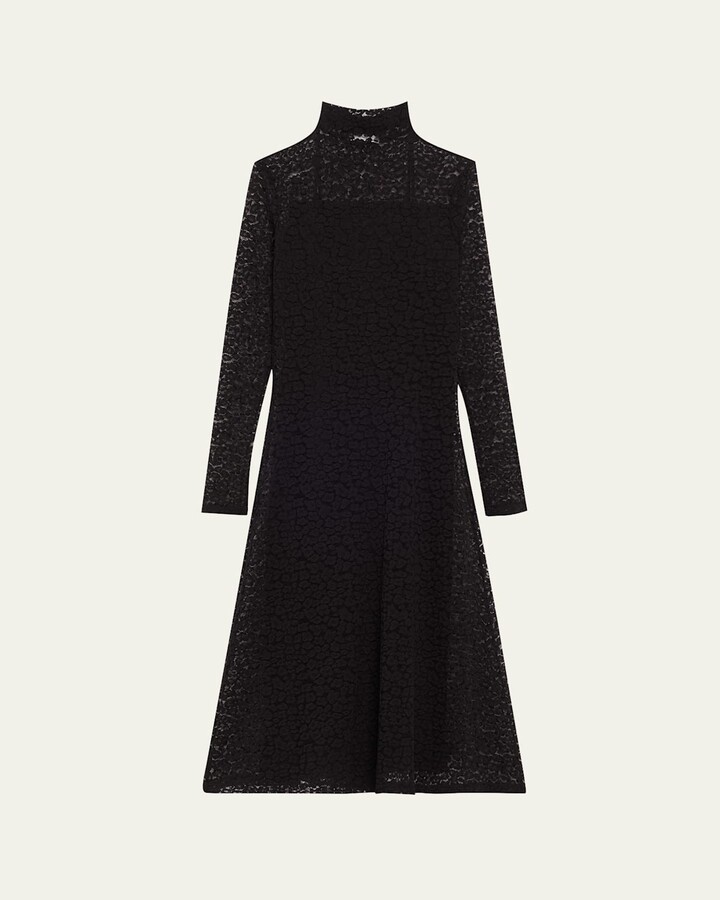 Ulla Johnson Talia Leopard Long-Sleeve Turtleneck Dress