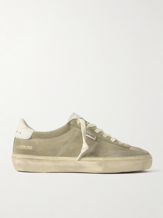 Golden Goose Soul-star Distressed Leather-trimmed Suede Sneakers - Brown