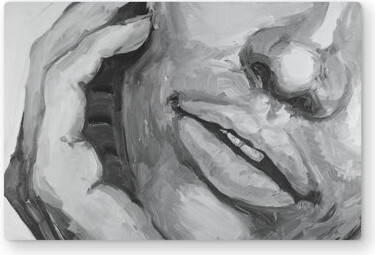 Lark Manor Irresistible Lips - Gray Monochrome Metal Print for Home Decor