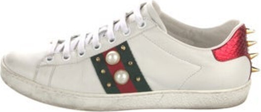 Gucci Web Accent Leather Sneakers - ShopStyle