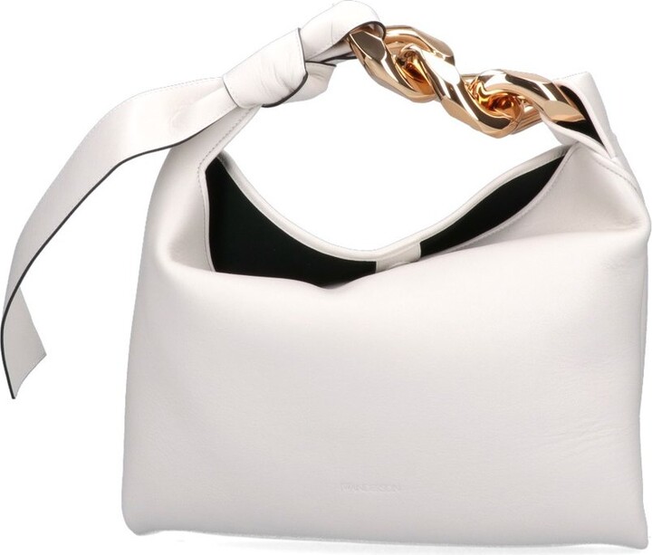 JW Anderson Chain Small Leather Hobo Bag in White