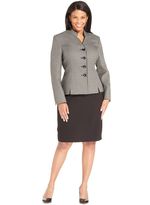 Thumbnail for your product : Le Suit Plus Size Textured-Blazer Skirt Suit