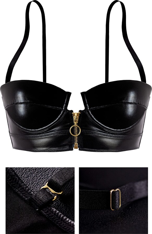 LOVE YOU SEXY Women PU Faux Leather Bra and Highwaist Panty