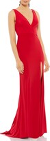 Thumbnail for your product : Mac Duggal Cowl Back Surplice Knit Gown