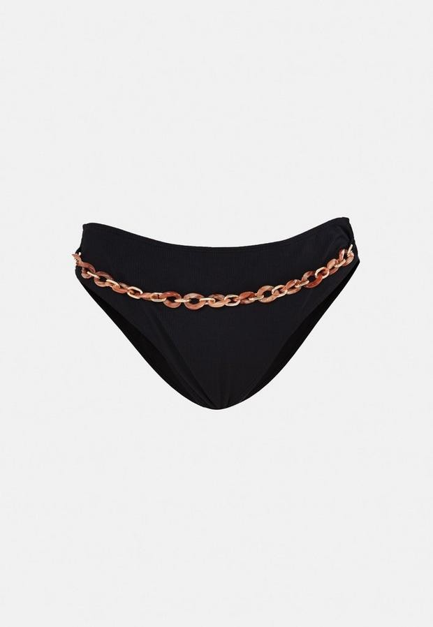 Missguided Plus Size Black High Waisted Chain Bikini Bottoms ShopStyle