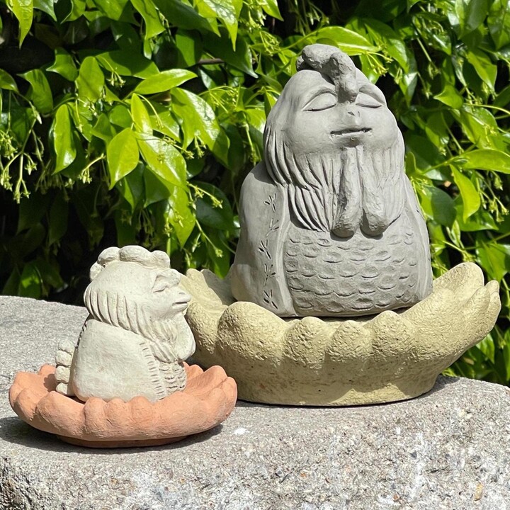 Zen Rooster Buddha Solid Stone Sculpture. Home & Garden Statue. Outdoor Safe Handcrafted U.s.a