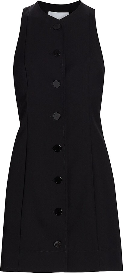 Ganni Women's Twill Suiting Vest Minidress - Black - Size 6