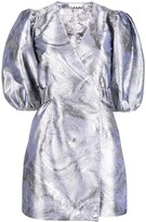Thumbnail for your product : Ganni Jacquard Puff-Sleeve Wrap Dress