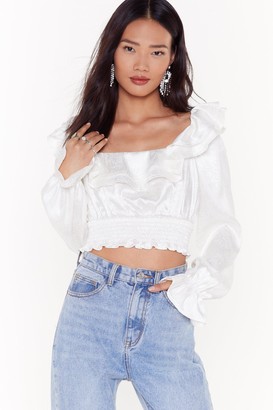 Nasty Gal Womens It's a Frill Satin Crop Top - White - 14