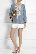 Thumbnail for your product : J.Crew Soutache-embroidered chambray tunic
