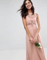 Thumbnail for your product : ASOS DESIGN lace top pleated maxi dress
