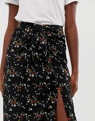 Fashion Union Tall midi skirt with split in vintage floral