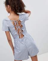 Thumbnail for your product : Only Stripe Lace Back Playsuit