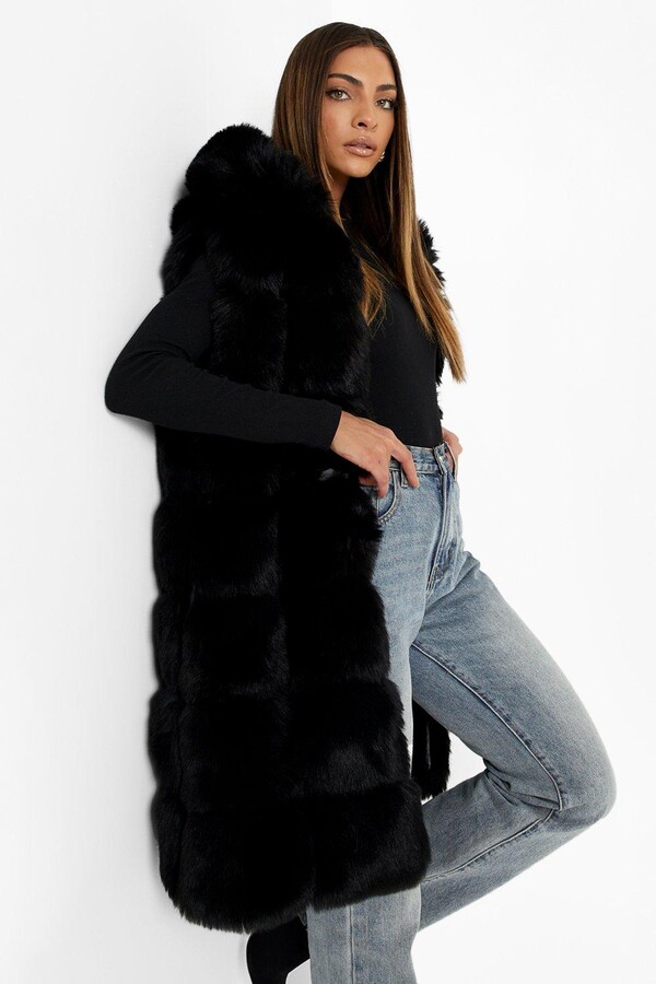 black fur body warmer