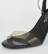 Thumbnail for your product : New Look Faux Croc Clear Strap Block Heels