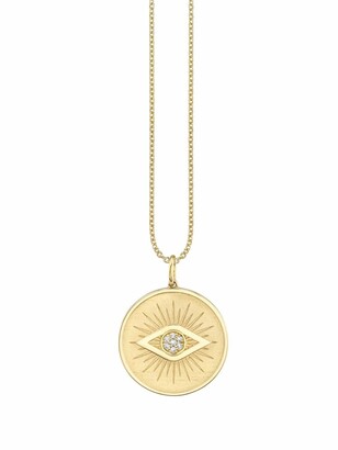 Sydney Evan 14kt Yellow Gold Evil Eye Diamond Coin Necklace