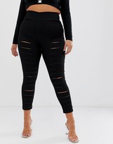 Thumbnail for your product : ASOS DESIGN Curve pull on jegging in clean black with slash rip detail