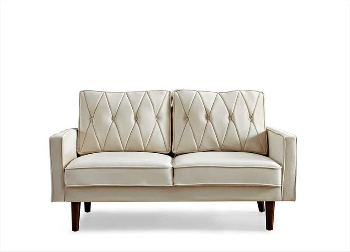 Us Pride Furniture Feemster 57.5 in. Wide Velvet Tufted Cushion Back 2-Seater Loveseat, Ivory