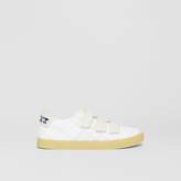 Thumbnail for your product : Burberry Strap Detail Perforated Check Leather Sneakers