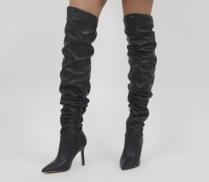 ruched leather boots