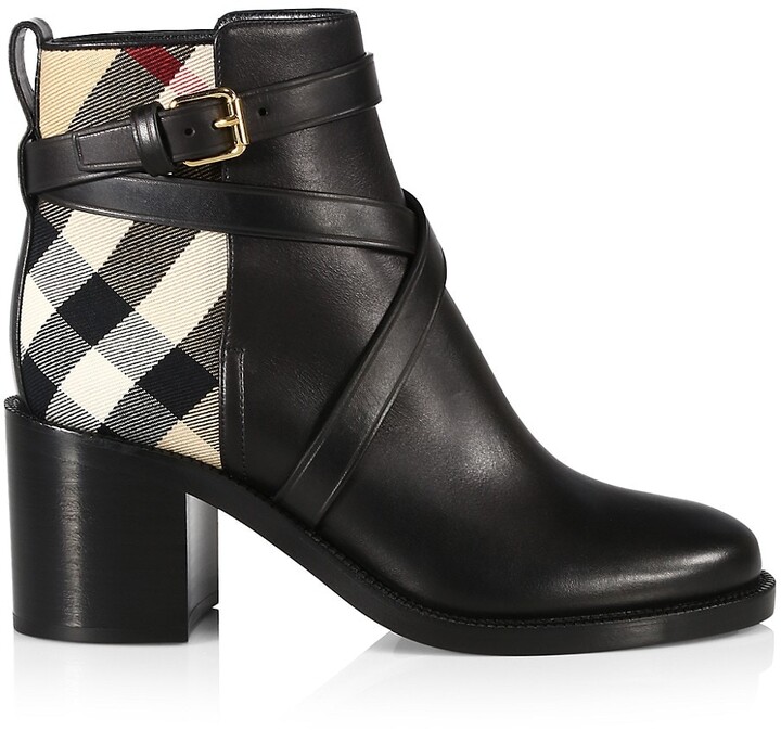 Burberry Pryle Vintage Check Leather Ankle Booties - ShopStyle