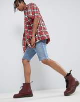 Thumbnail for your product : Reclaimed Vintage Inspired Oversized Shirt With Short Sleeves In Red Checked Flannel