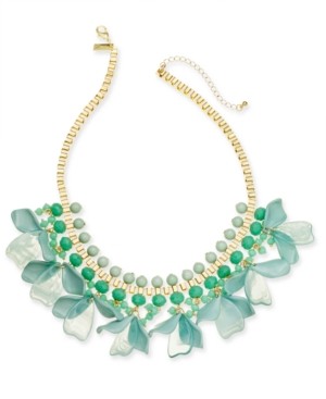 INC International Concepts Gold-Tone Petal Shaky Statement Necklace, 18" + 3" extender, Created for Macy's