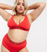 Thumbnail for your product : Calvin Klein high apex triangle bikini top in red