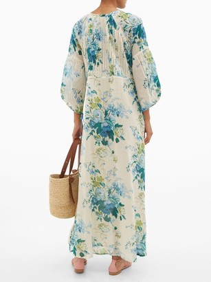 D'Ascoli Clarita Drawstring Floral-print Cotton Maxi Dress - Blue Print