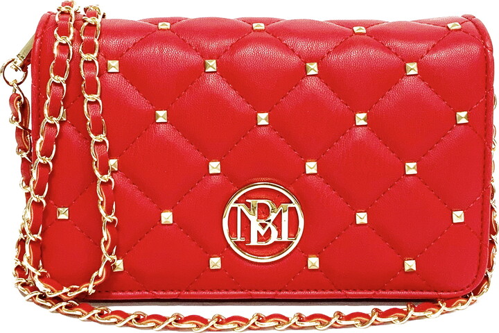 Badgley Mischka Diamond Quilted Red Crossbody Bag