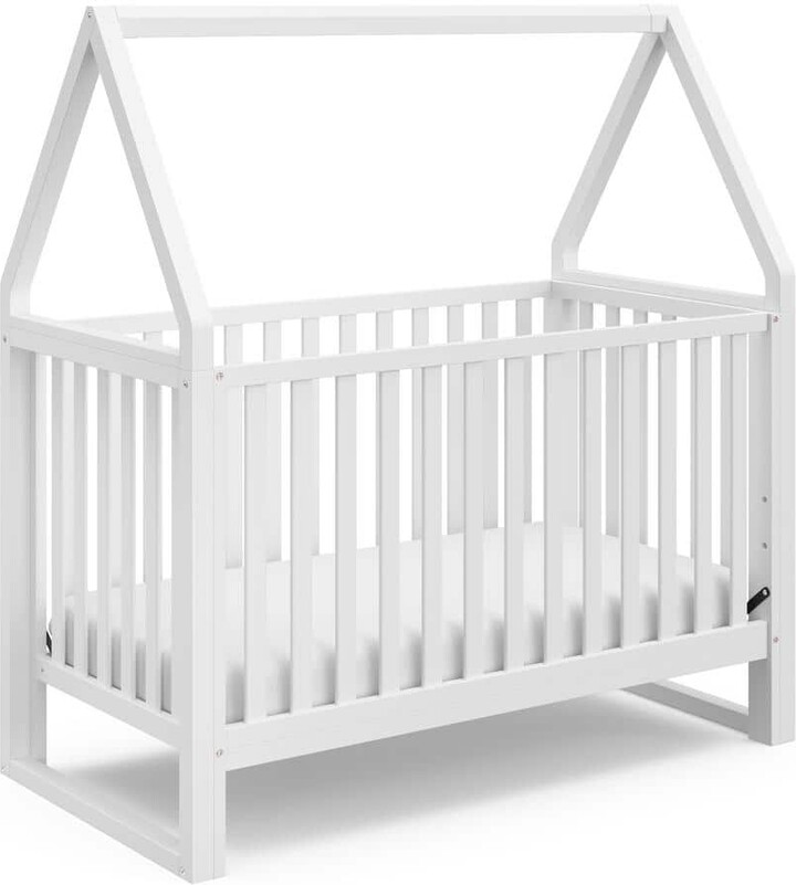 Stork Craft Orchard 5-in-1 Convertible Canopy Crib-White/White