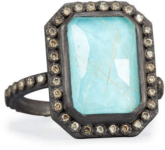 Armenta Old World Midnight Turquoise & Quartz Doublet Ring with Champagne Diamonds