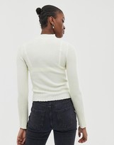 Thumbnail for your product : ASOS DESIGN lettuce trim ribbed jumper