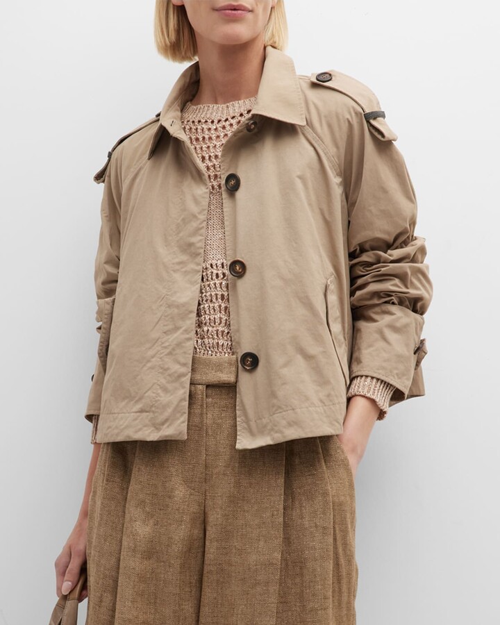 Brunello Cucinelli MoniliTrim Technical Canvas Crop Swing Jacket