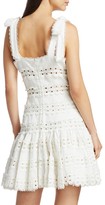 Thumbnail for your product : Zimmermann Kirra Tie Mini Lace Eyelet Linen A-Line Dress