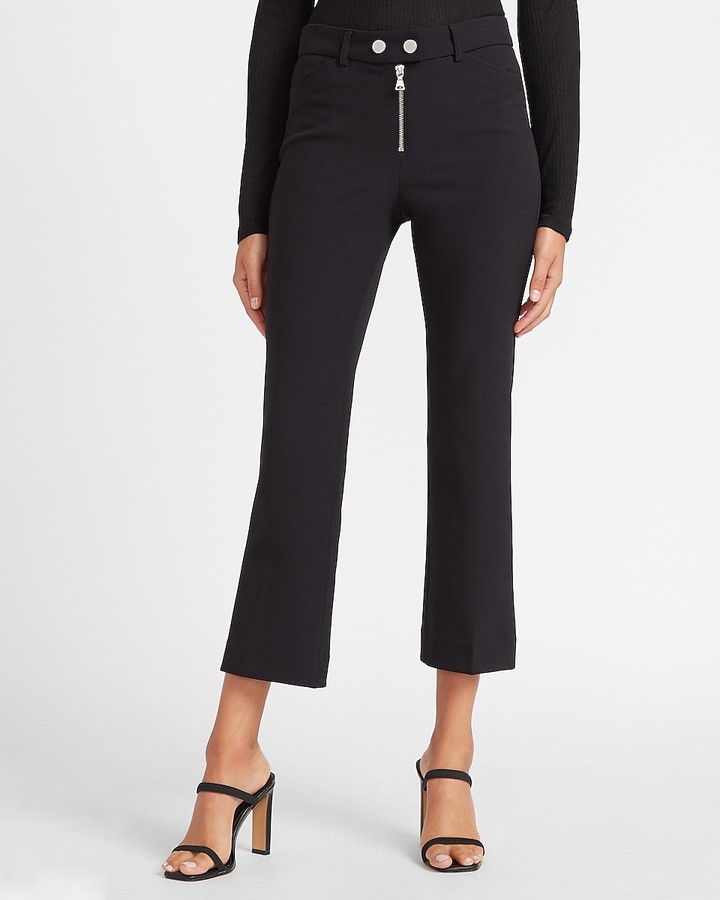 Express High Waisted Supersoft Zip Front Flare Pant - ShopStyle