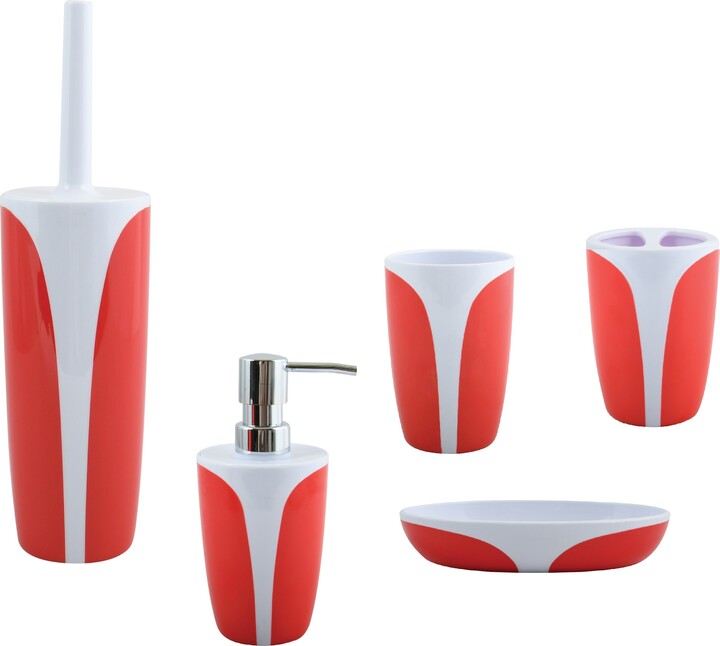 5Piece Bathroom Accessories Set MSVFrance Kandy Red Polystyrene