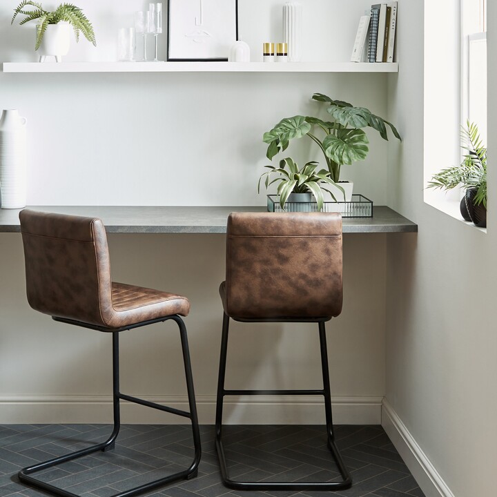 Dunelm Felix Faux Leather Cantilever Bar Stool Brown ShopStyle