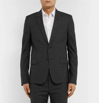 Saint Laurent Dark-Grey Slim-Fit Checked Virgin Wool-Blend Suit Jacket