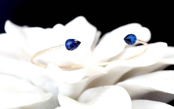 Etsy Sapphire Teardrop Cuff Bracelet | 14K Gold Filled Or Sterling Silver Bangle September Birthstone