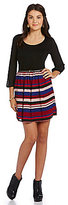 Thumbnail for your product : Takara 3/4 Sleeve Blouson Striped Dress