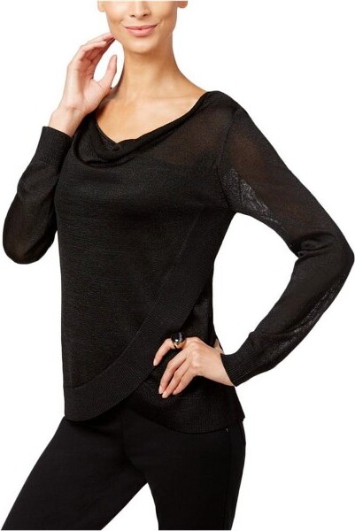 International Concepts I.N.CInternationalConceptsWomensMetallicPulloverBlouse,deepblack,X-Small