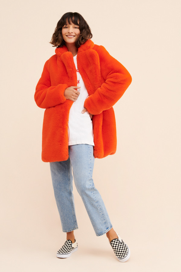 orange fuzzy coat